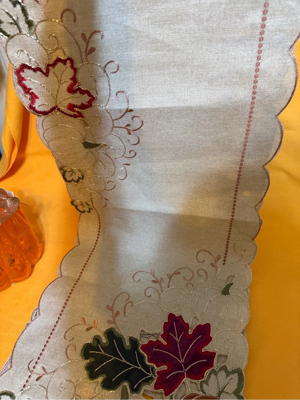 Fall set Autumn Glass Pumpkin Décor - table top runner
